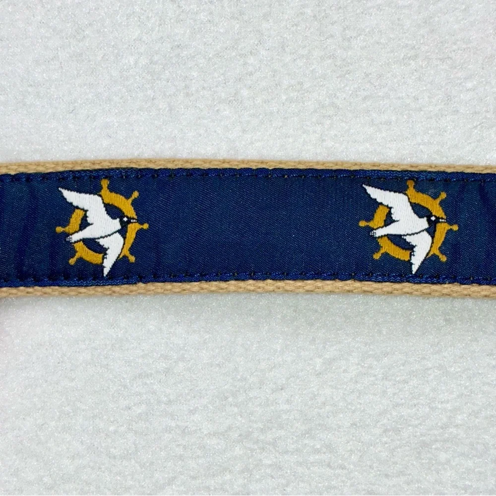 Leather Man Ltd Belt Swallow Ships Wheel Brass Leather Cotton Size 28 Preppy